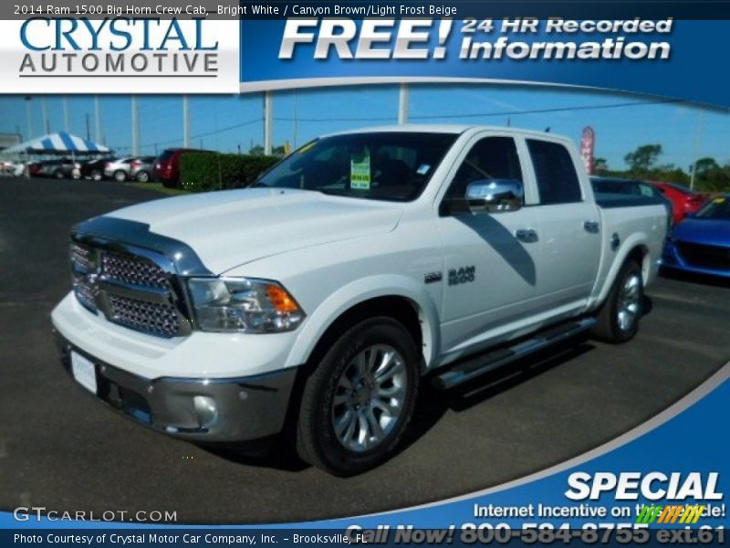 Bright White / Canyon Brown/Light Frost Beige 2014 Ram 1500 Big Horn Crew Cab