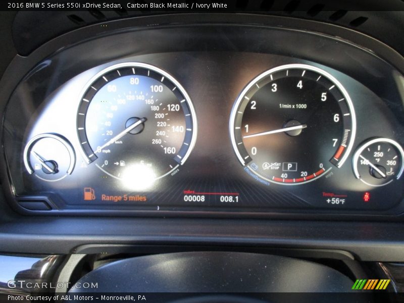 Carbon Black Metallic / Ivory White 2016 BMW 5 Series 550i xDrive Sedan