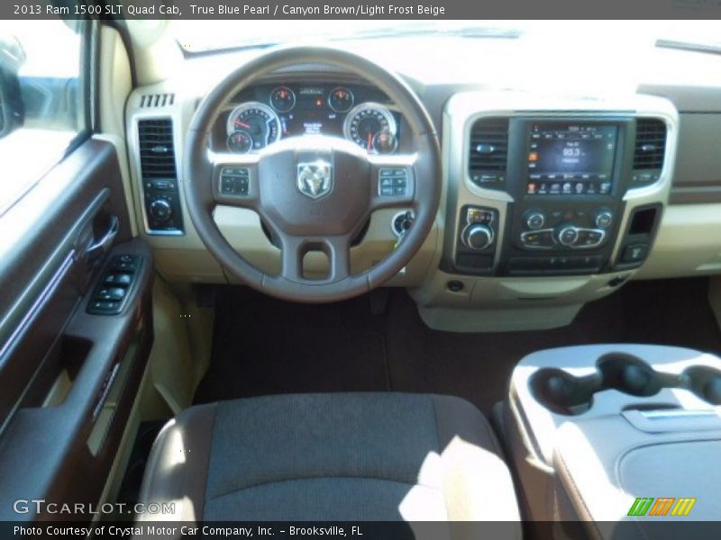 True Blue Pearl / Canyon Brown/Light Frost Beige 2013 Ram 1500 SLT Quad Cab