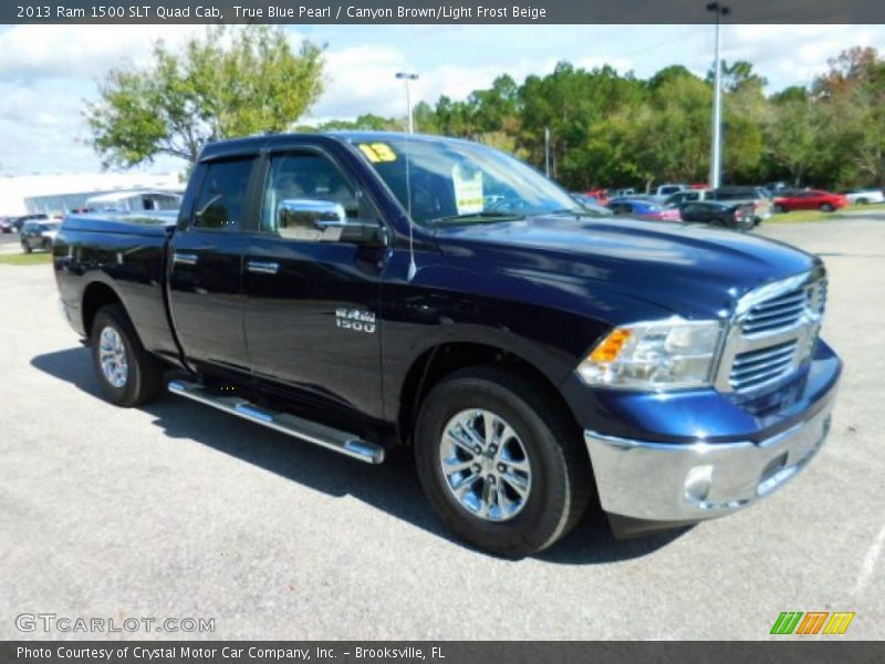 True Blue Pearl / Canyon Brown/Light Frost Beige 2013 Ram 1500 SLT Quad Cab