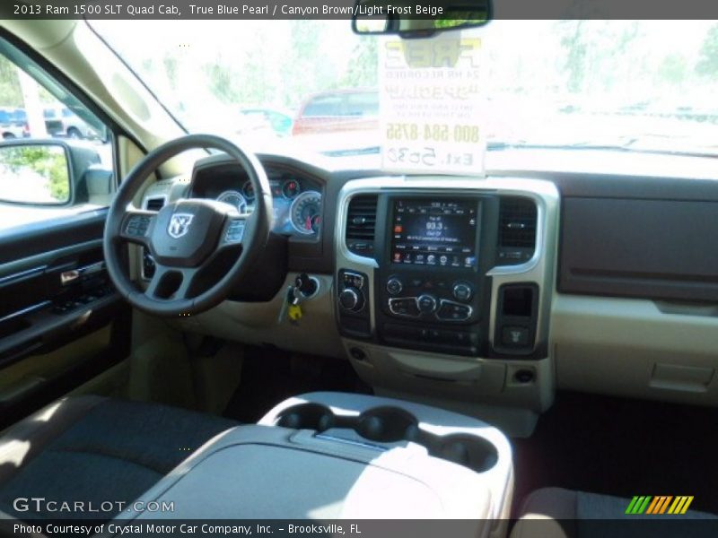 True Blue Pearl / Canyon Brown/Light Frost Beige 2013 Ram 1500 SLT Quad Cab