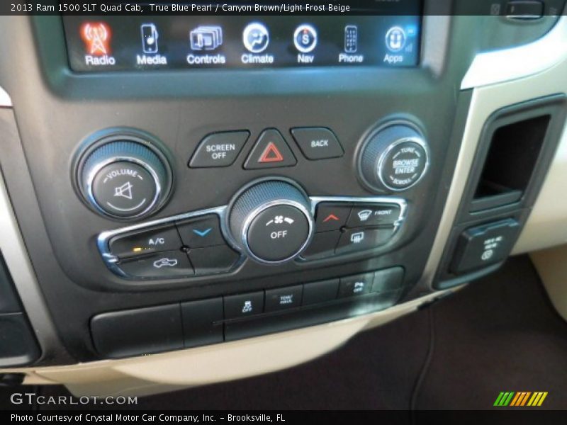 True Blue Pearl / Canyon Brown/Light Frost Beige 2013 Ram 1500 SLT Quad Cab