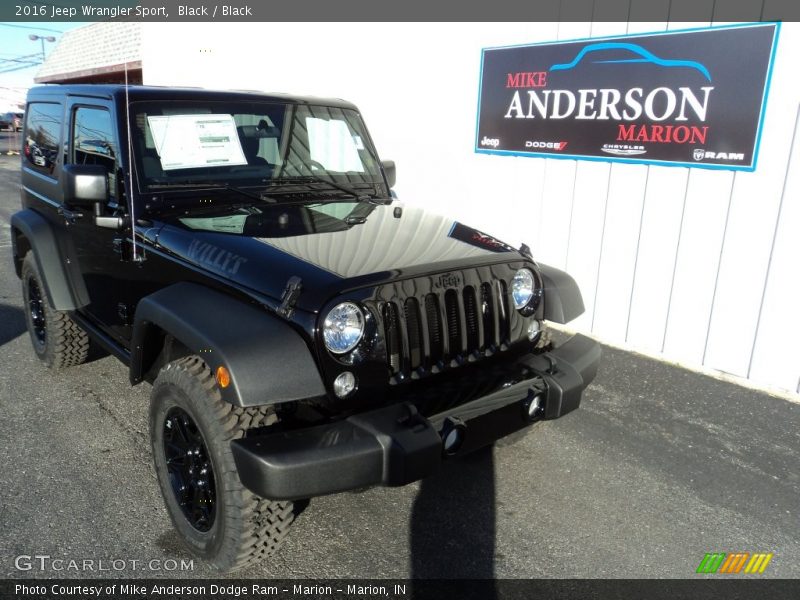 Black / Black 2016 Jeep Wrangler Sport