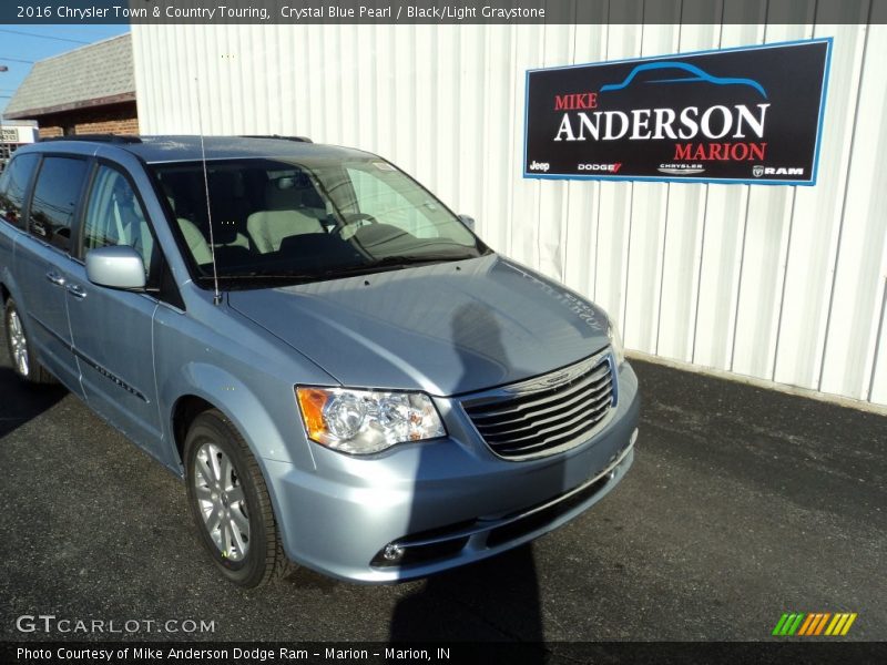 Crystal Blue Pearl / Black/Light Graystone 2016 Chrysler Town & Country Touring
