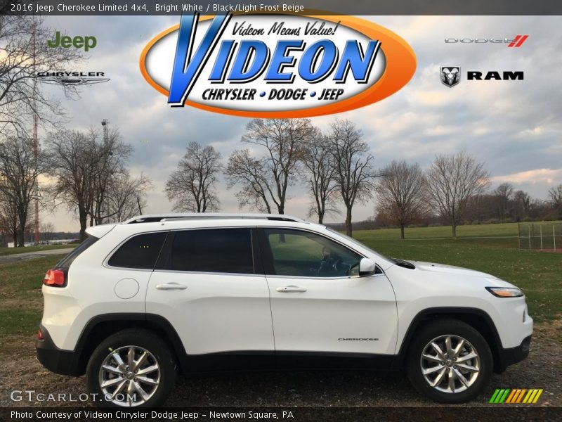 Bright White / Black/Light Frost Beige 2016 Jeep Cherokee Limited 4x4