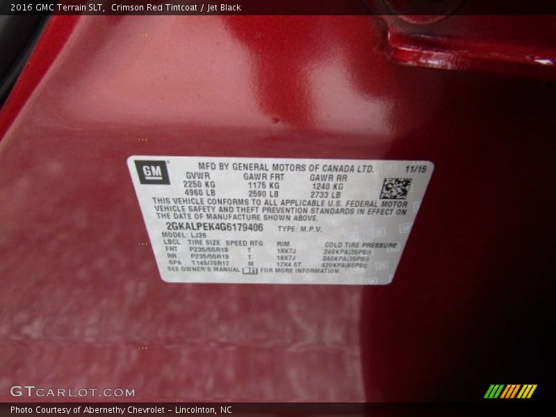 Crimson Red Tintcoat / Jet Black 2016 GMC Terrain SLT