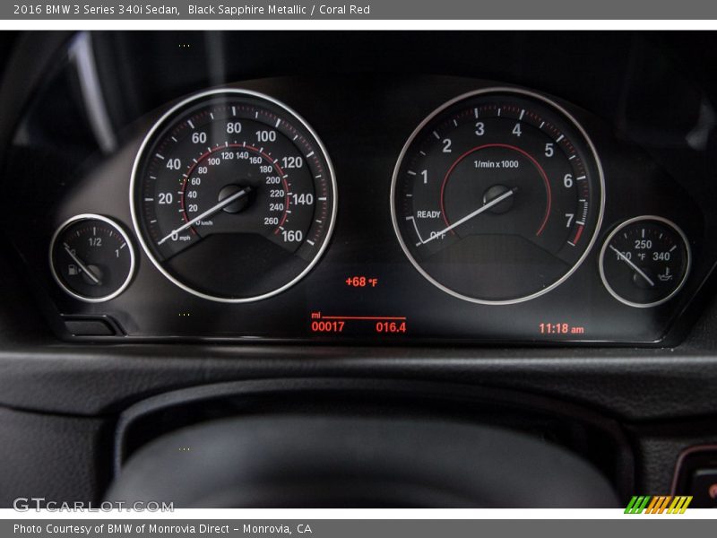 Black Sapphire Metallic / Coral Red 2016 BMW 3 Series 340i Sedan