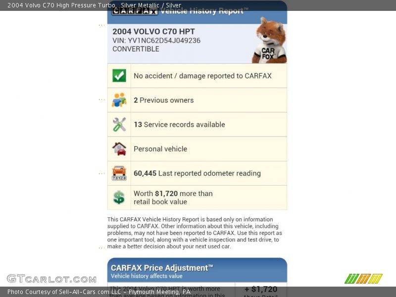 Silver Metallic / Silver 2004 Volvo C70 High Pressure Turbo