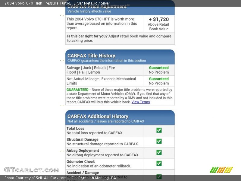 Silver Metallic / Silver 2004 Volvo C70 High Pressure Turbo