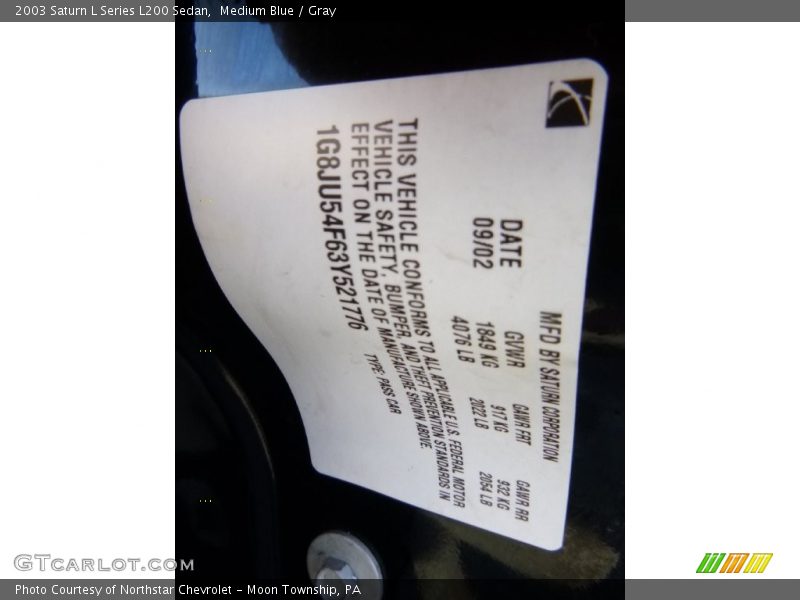 Medium Blue / Gray 2003 Saturn L Series L200 Sedan