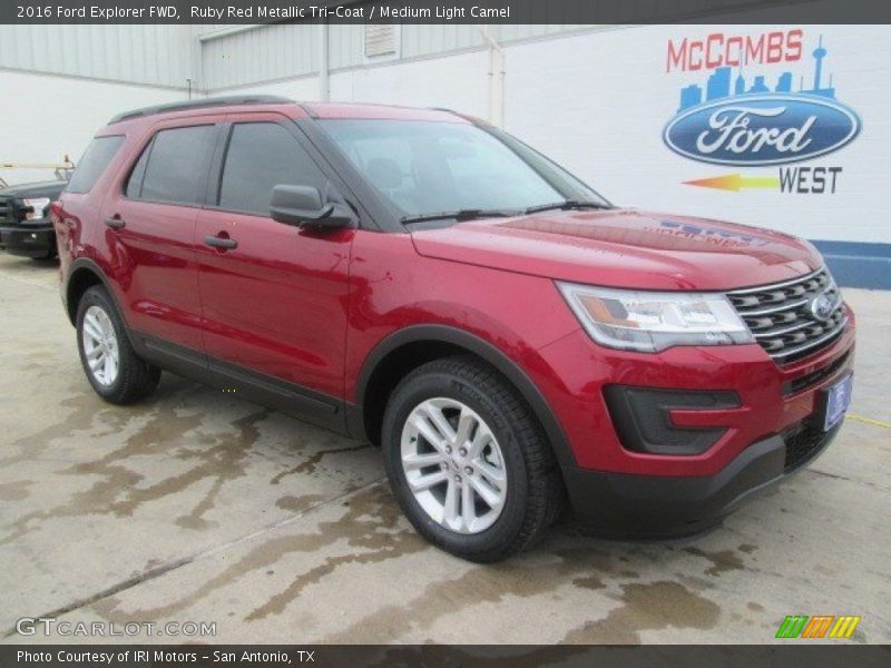 Ruby Red Metallic Tri-Coat / Medium Light Camel 2016 Ford Explorer FWD