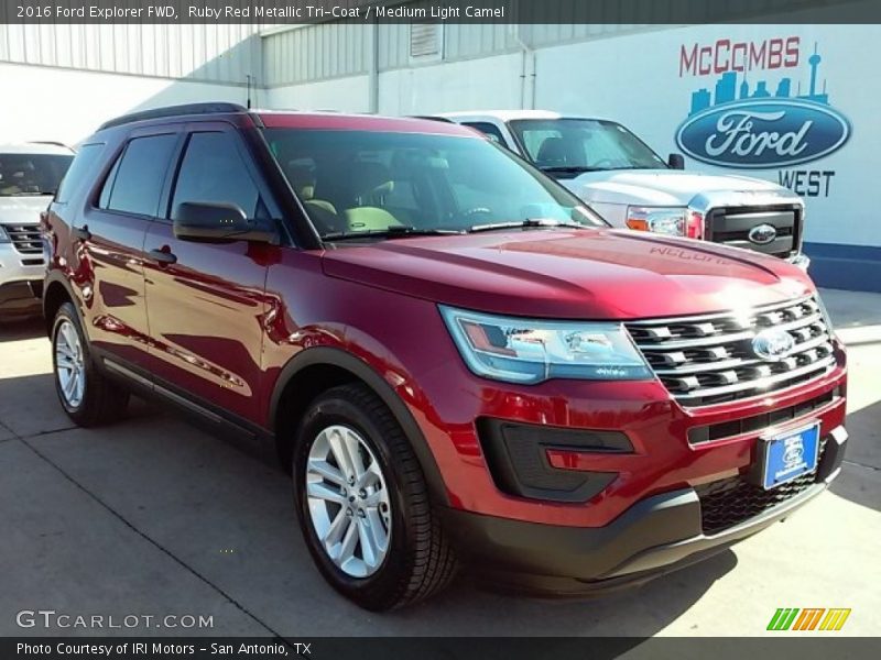 Ruby Red Metallic Tri-Coat / Medium Light Camel 2016 Ford Explorer FWD