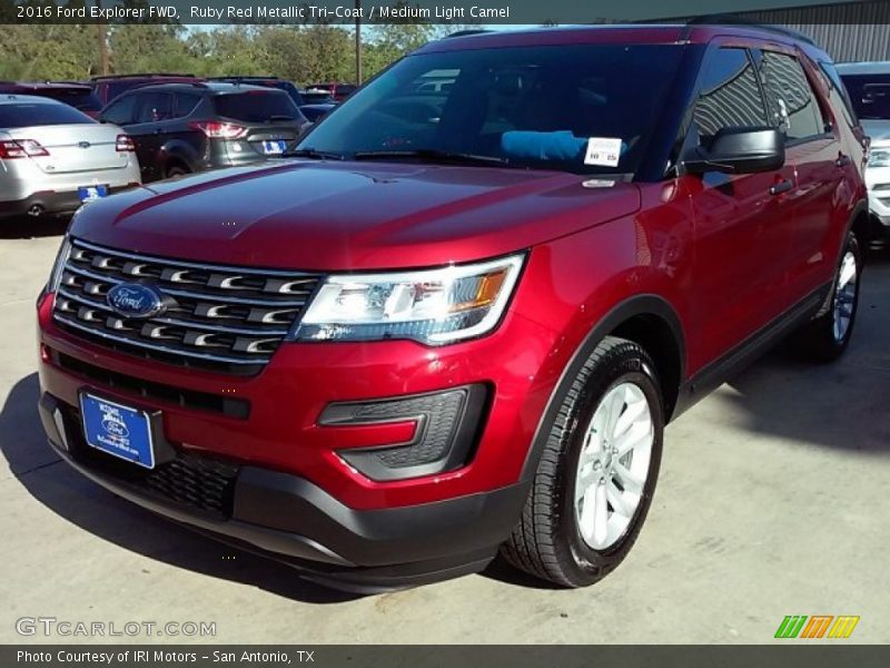 Ruby Red Metallic Tri-Coat / Medium Light Camel 2016 Ford Explorer FWD
