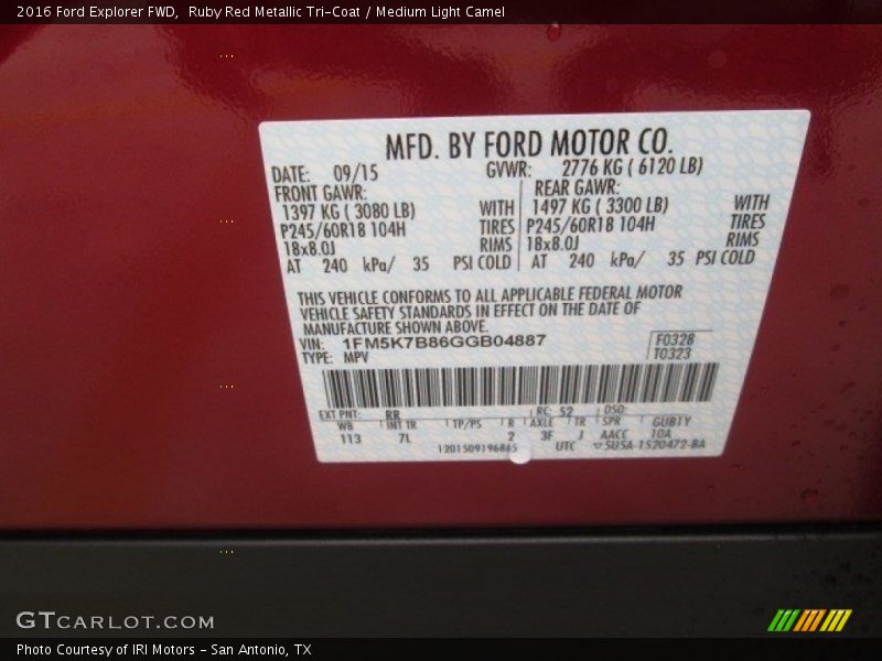 Ruby Red Metallic Tri-Coat / Medium Light Camel 2016 Ford Explorer FWD