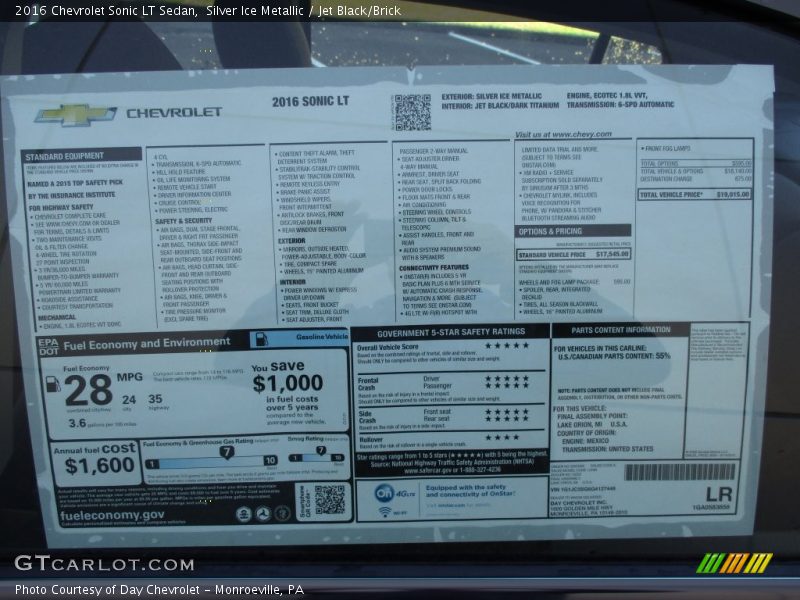 Silver Ice Metallic / Jet Black/Brick 2016 Chevrolet Sonic LT Sedan
