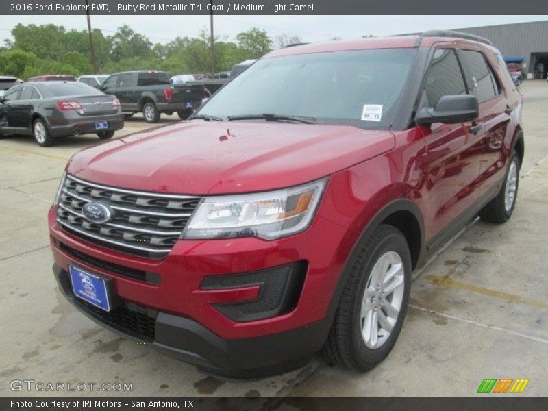 Ruby Red Metallic Tri-Coat / Medium Light Camel 2016 Ford Explorer FWD