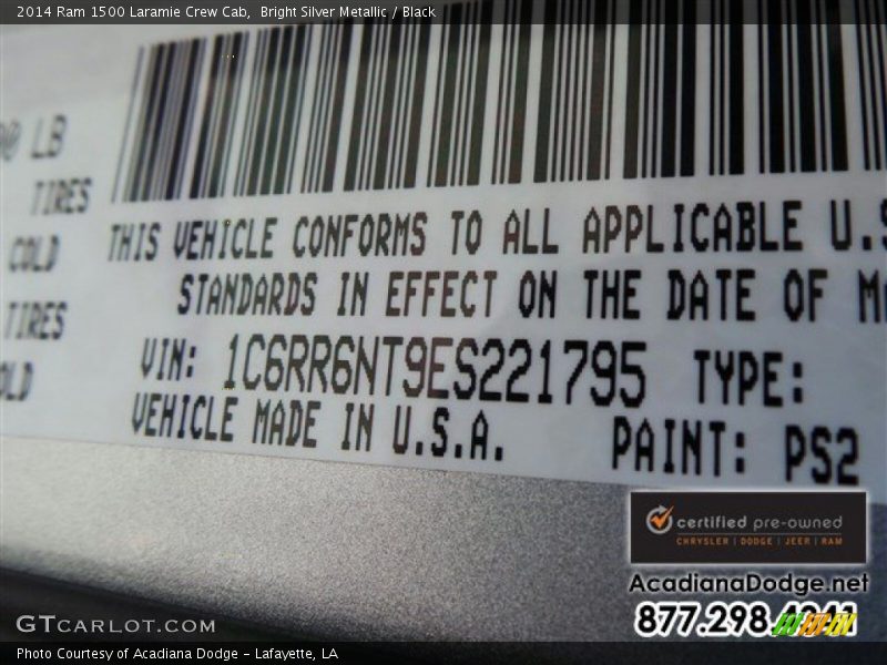 Bright Silver Metallic / Black 2014 Ram 1500 Laramie Crew Cab