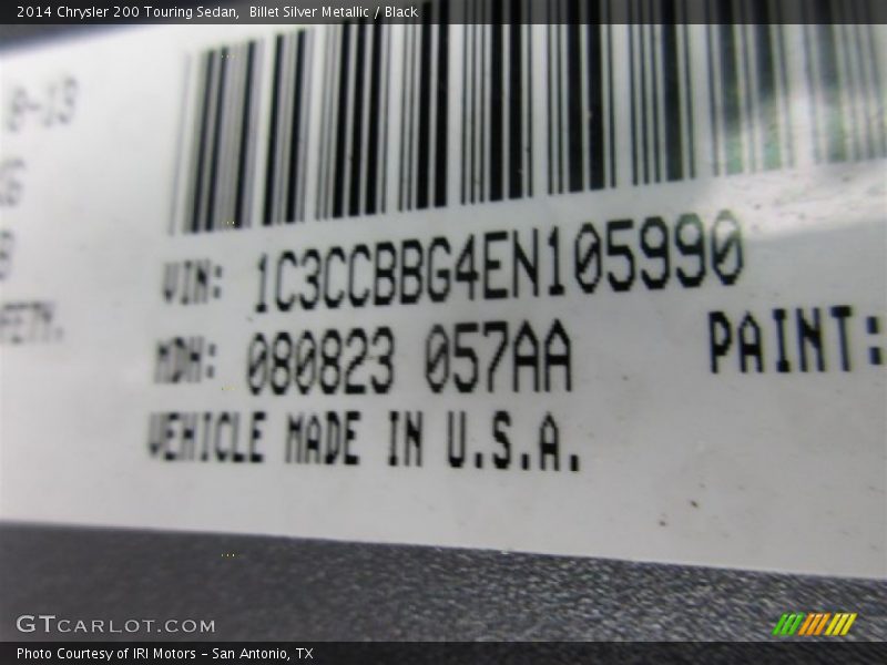 Billet Silver Metallic / Black 2014 Chrysler 200 Touring Sedan