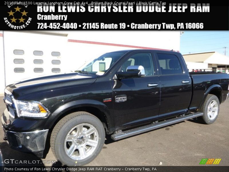 Brilliant Black Crystal Pearl / Black/Cattle Tan 2016 Ram 1500 Laramie Longhorn Crew Cab 4x4