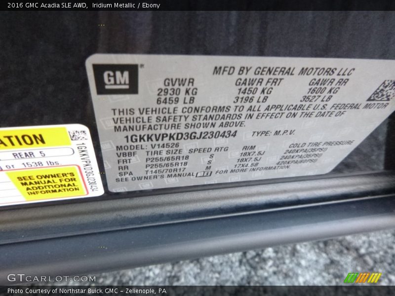 Iridium Metallic / Ebony 2016 GMC Acadia SLE AWD