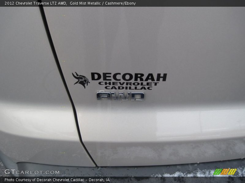 Gold Mist Metallic / Cashmere/Ebony 2012 Chevrolet Traverse LTZ AWD