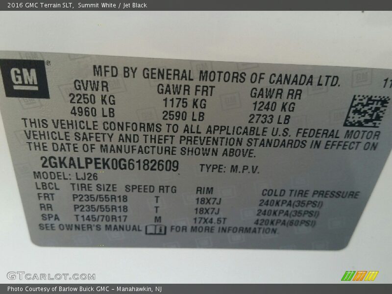 Summit White / Jet Black 2016 GMC Terrain SLT