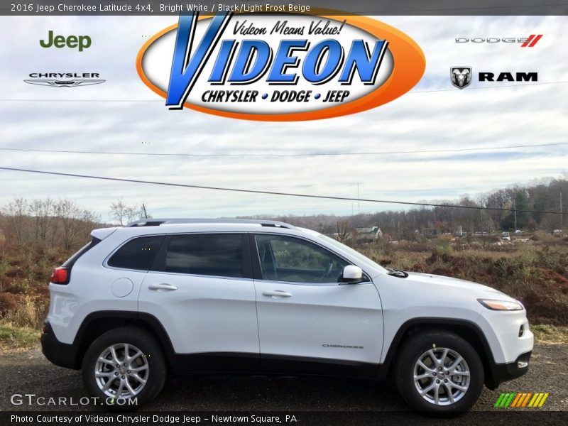 Bright White / Black/Light Frost Beige 2016 Jeep Cherokee Latitude 4x4