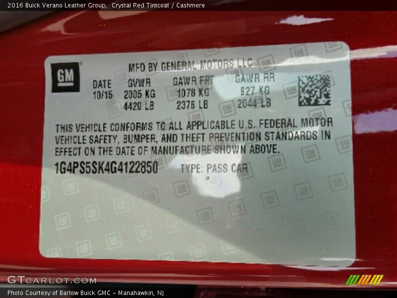 Crystal Red Tintcoat / Cashmere 2016 Buick Verano Leather Group