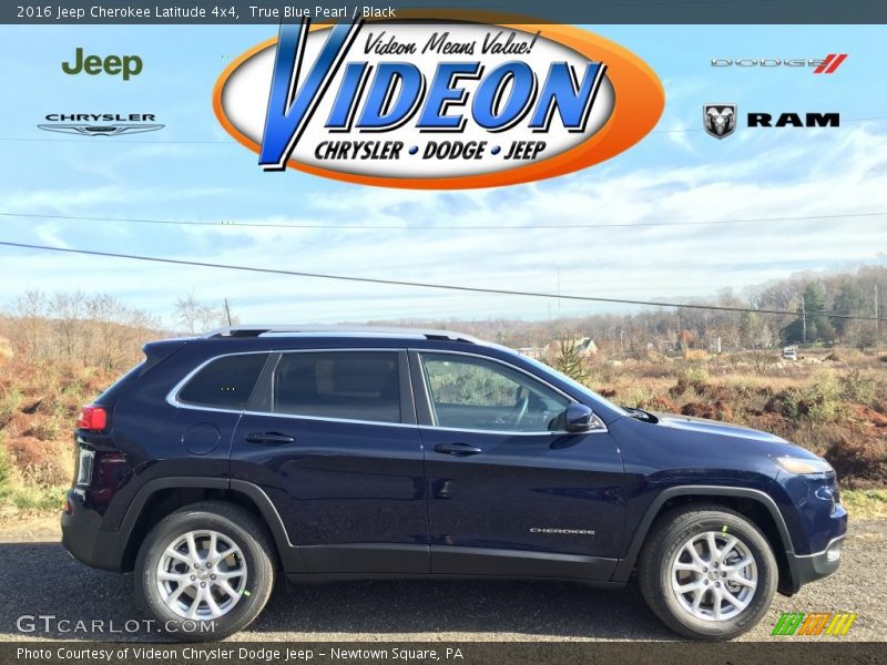 True Blue Pearl / Black 2016 Jeep Cherokee Latitude 4x4