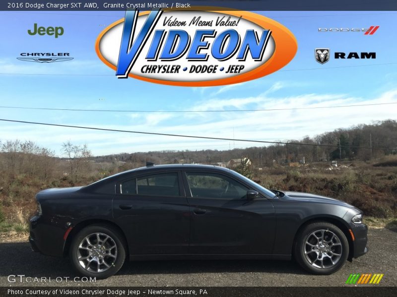 Granite Crystal Metallic / Black 2016 Dodge Charger SXT AWD