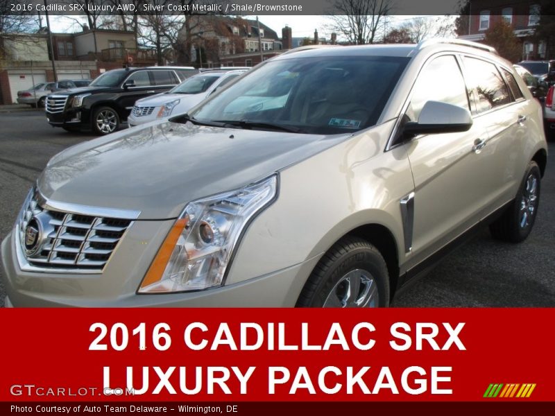 Silver Coast Metallic / Shale/Brownstone 2016 Cadillac SRX Luxury AWD