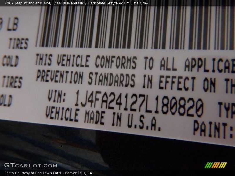 Steel Blue Metallic / Dark Slate Gray/Medium Slate Gray 2007 Jeep Wrangler X 4x4