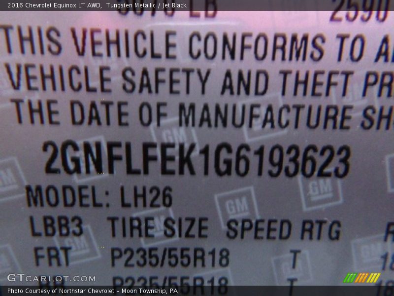 Tungsten Metallic / Jet Black 2016 Chevrolet Equinox LT AWD