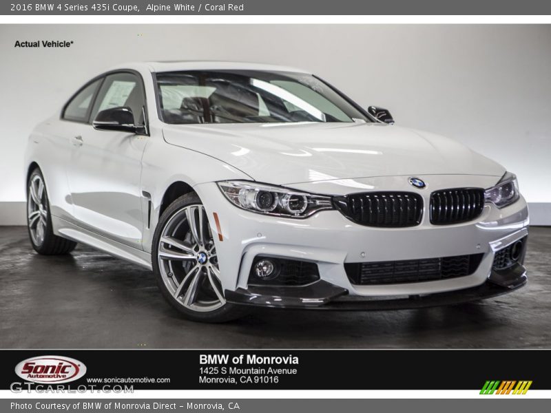 Alpine White / Coral Red 2016 BMW 4 Series 435i Coupe