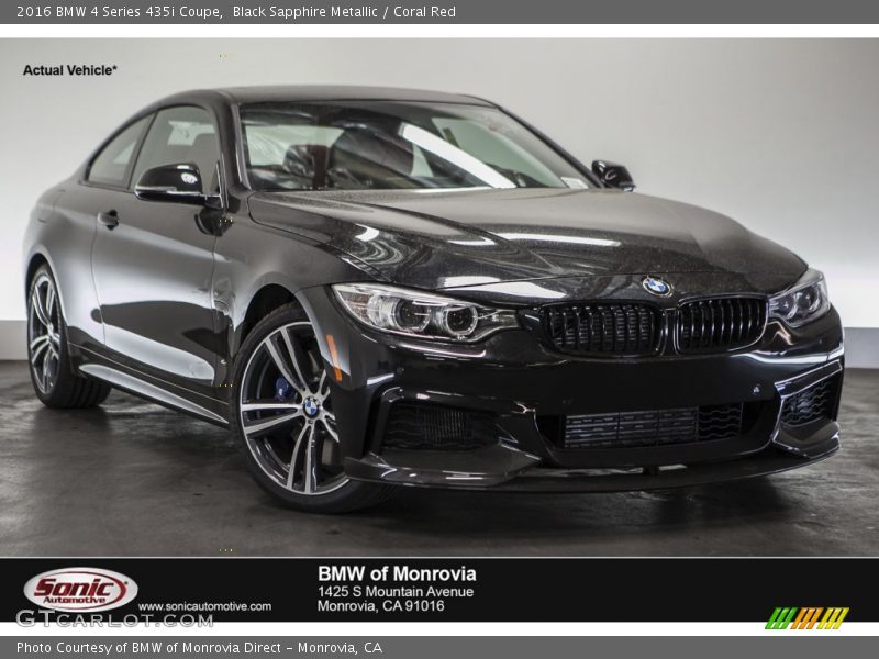 Black Sapphire Metallic / Coral Red 2016 BMW 4 Series 435i Coupe