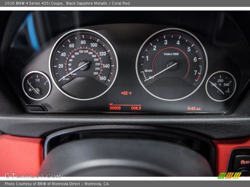 Black Sapphire Metallic / Coral Red 2016 BMW 4 Series 435i Coupe