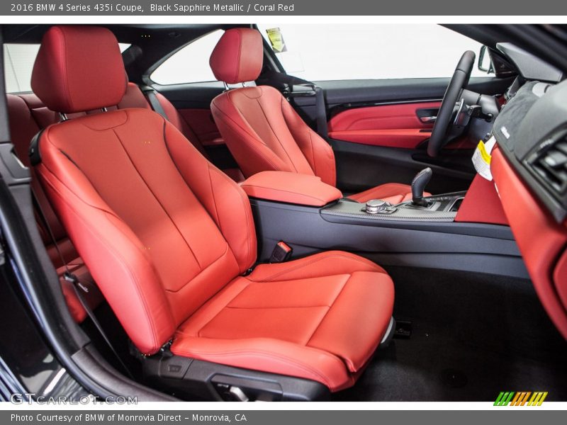 Black Sapphire Metallic / Coral Red 2016 BMW 4 Series 435i Coupe