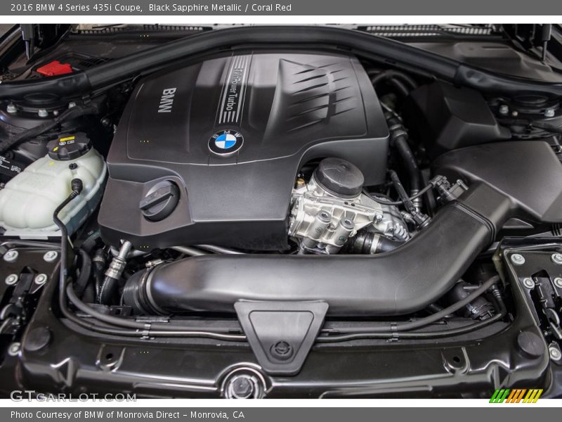 Black Sapphire Metallic / Coral Red 2016 BMW 4 Series 435i Coupe