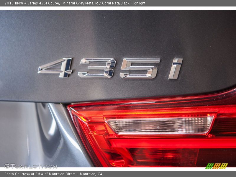 Mineral Grey Metallic / Coral Red/Black Highlight 2015 BMW 4 Series 435i Coupe