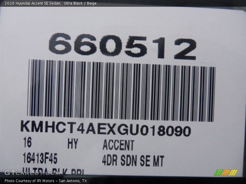 Ultra Black / Beige 2016 Hyundai Accent SE Sedan