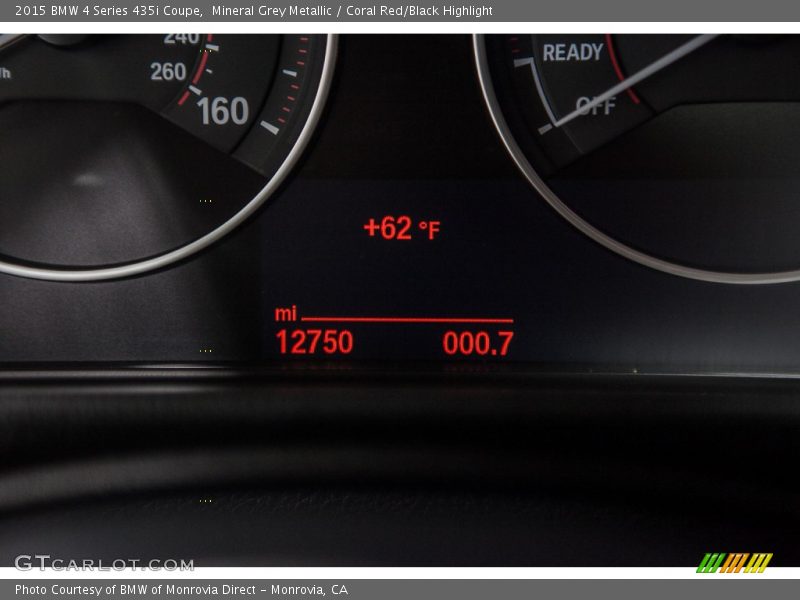 Mineral Grey Metallic / Coral Red/Black Highlight 2015 BMW 4 Series 435i Coupe