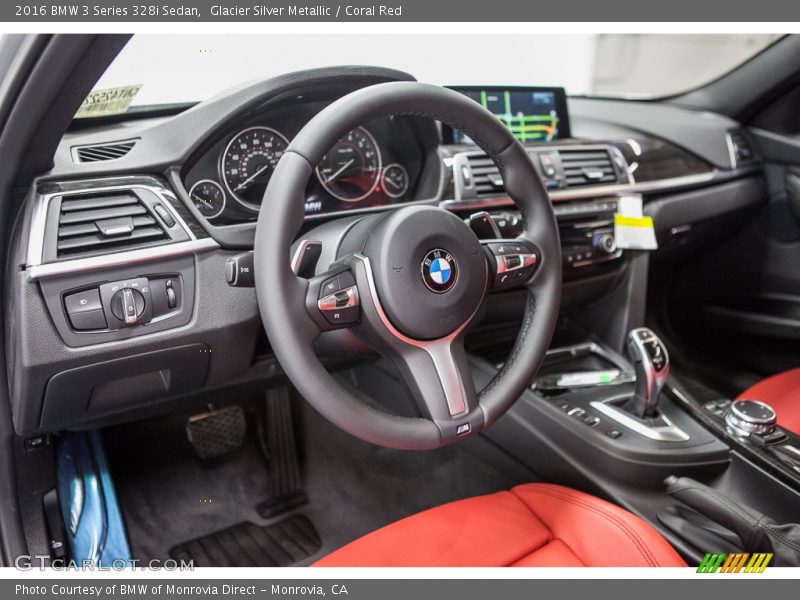 Glacier Silver Metallic / Coral Red 2016 BMW 3 Series 328i Sedan