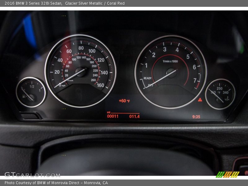 Glacier Silver Metallic / Coral Red 2016 BMW 3 Series 328i Sedan