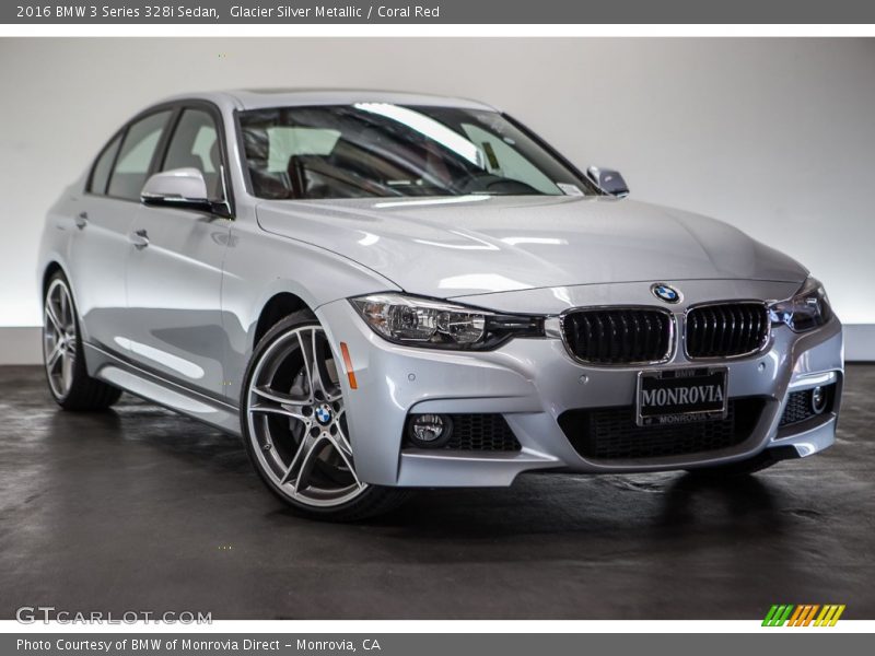 Glacier Silver Metallic / Coral Red 2016 BMW 3 Series 328i Sedan