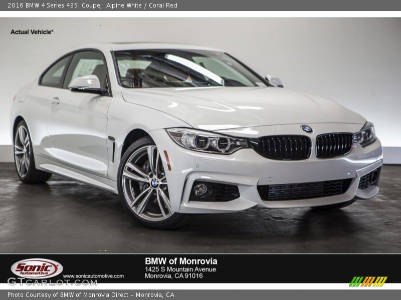 Alpine White / Coral Red 2016 BMW 4 Series 435i Coupe