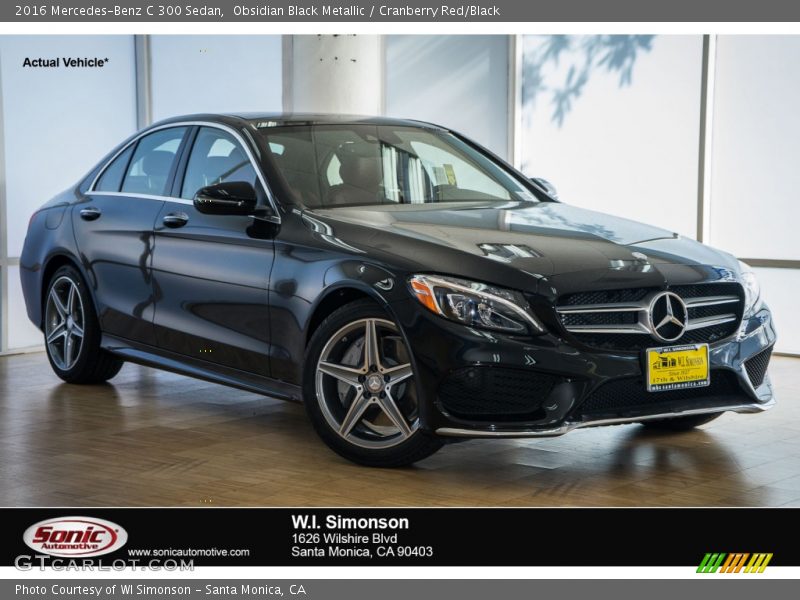 Obsidian Black Metallic / Cranberry Red/Black 2016 Mercedes-Benz C 300 Sedan