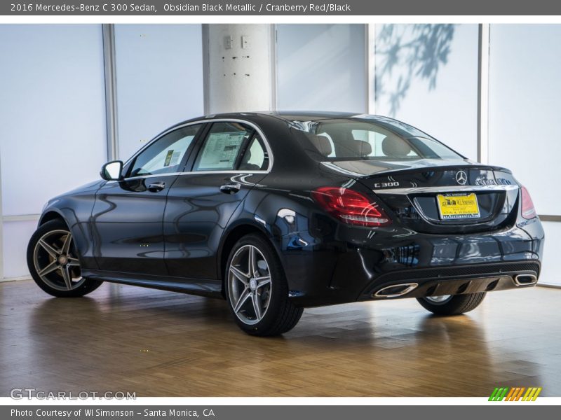 Obsidian Black Metallic / Cranberry Red/Black 2016 Mercedes-Benz C 300 Sedan