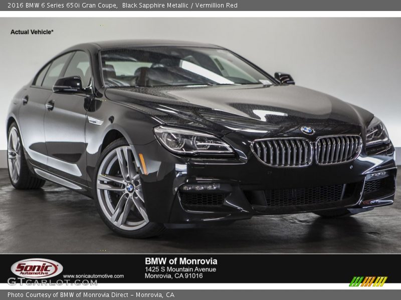 Black Sapphire Metallic / Vermillion Red 2016 BMW 6 Series 650i Gran Coupe