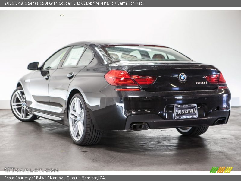 Black Sapphire Metallic / Vermillion Red 2016 BMW 6 Series 650i Gran Coupe