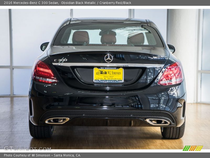 Obsidian Black Metallic / Cranberry Red/Black 2016 Mercedes-Benz C 300 Sedan